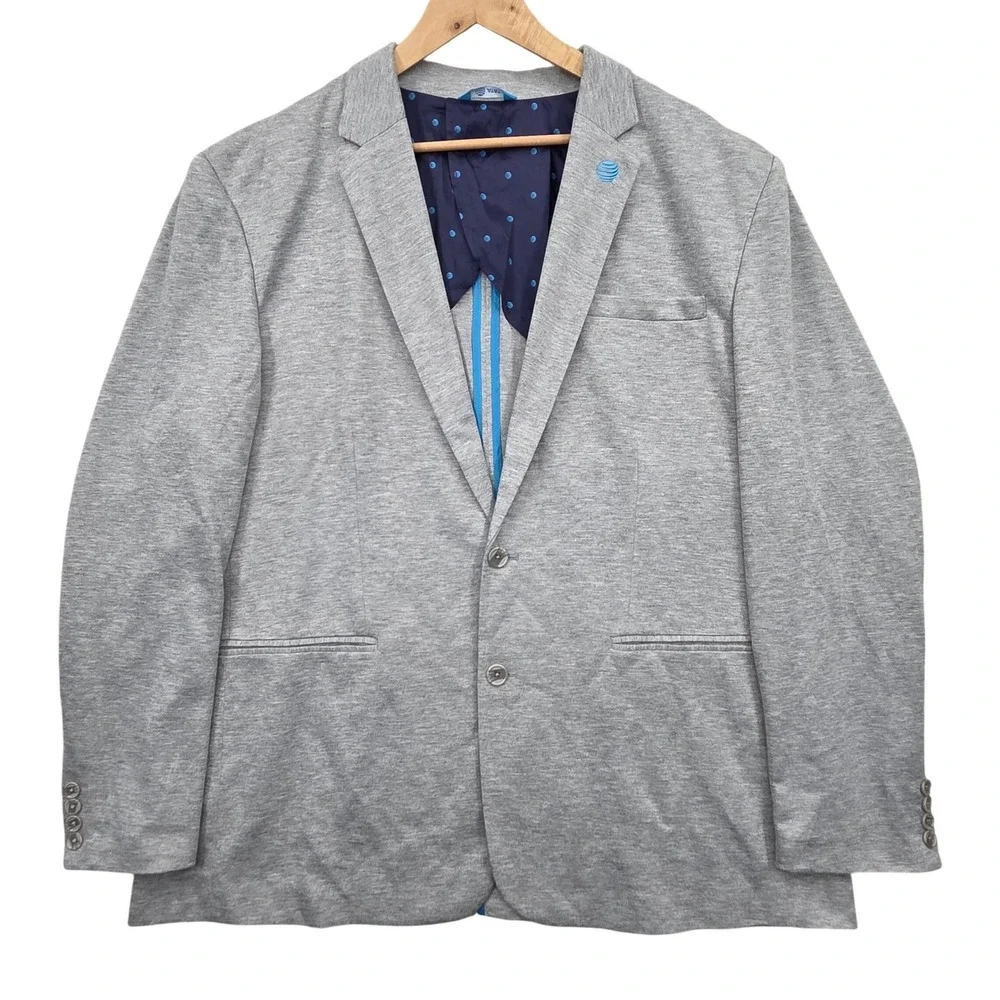 AT&T Blazer Jacket‎ Knit Men's XXL 2XL Gray Embroidered Logo Employee Workwear